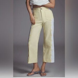 Maeve/Anthropologie The Colette Cropped Wide Leg Pant in Lemon Juice Size 31 NWT
